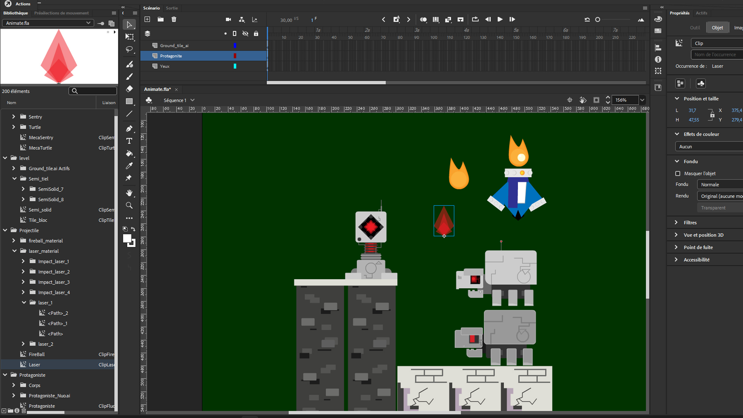 Image de l'étape Création des objets dans mon jeu et assemblage des animations