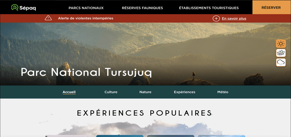 Refonte du site web Sépaq